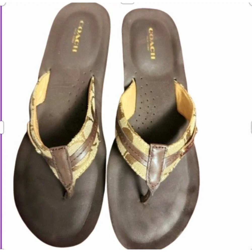 COACH DESIGNER JADEN WEDGE PLATFORM SANDALS THONG FLIP FLOP 9.5